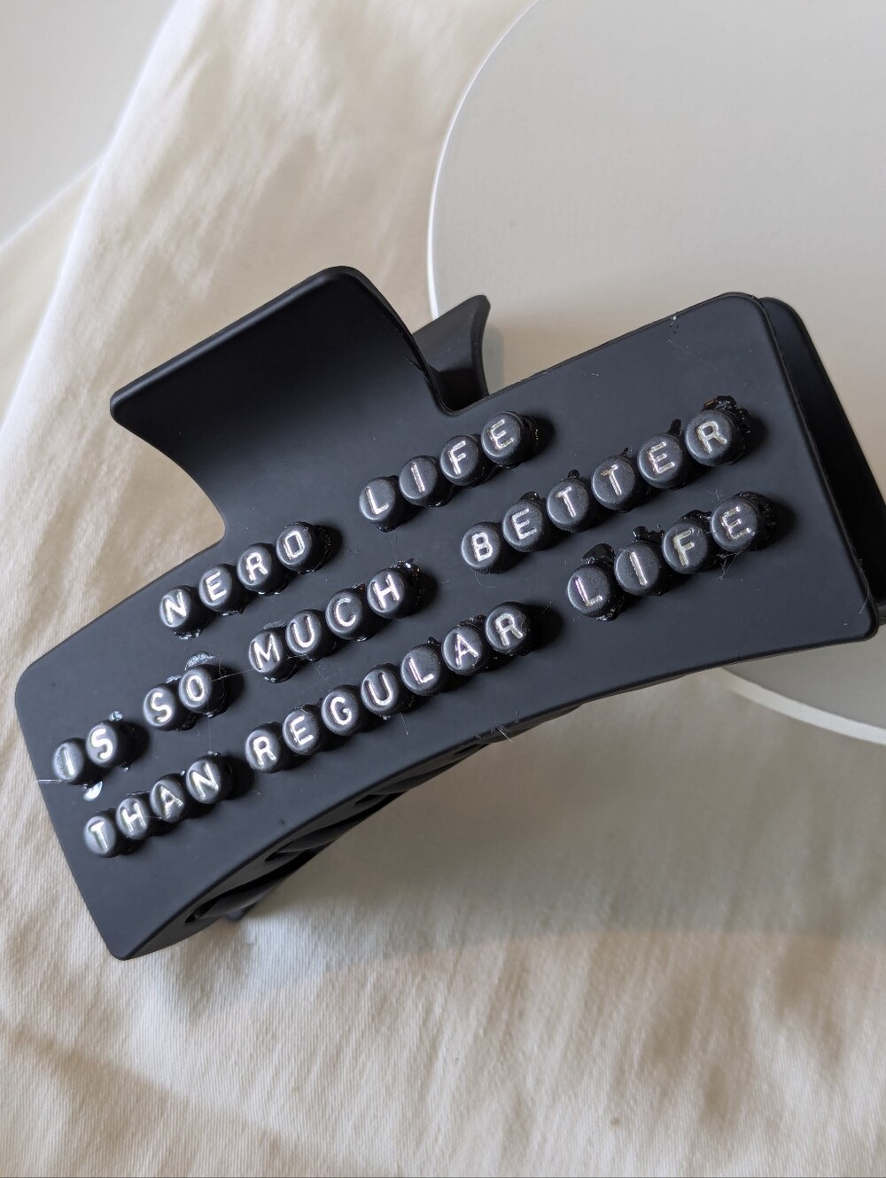 Hair Clip Claw Style Positive Quote Nerd Life John Green Black Silver | NWT